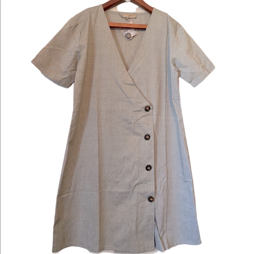 The Royal Standard Gray Crossover Button NWT Dress